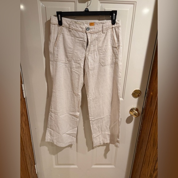 Pilcro and the Letterpress Pants - Pilcro & The Letterpress Cream Linen Blend Wide Leg Crop Pants Size 10P